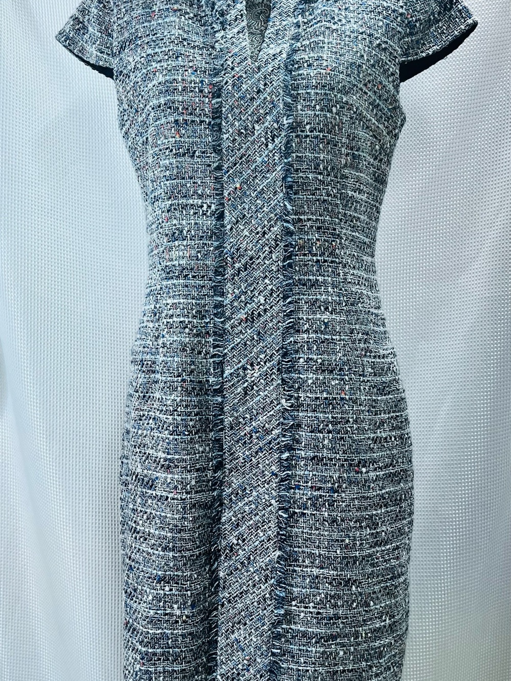 Karl Lagerfeld Heathered Blue Tweed Midi Dress